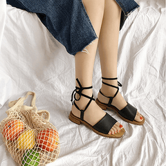 Wooden Flat Platform Summer Ankle Straps Sandals