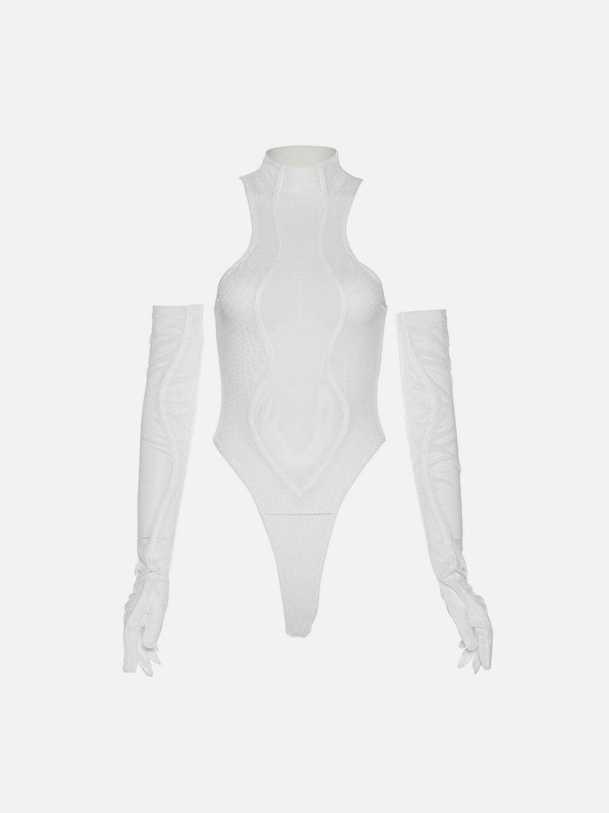 Sharklined Mesh Perspective Jumpsuit