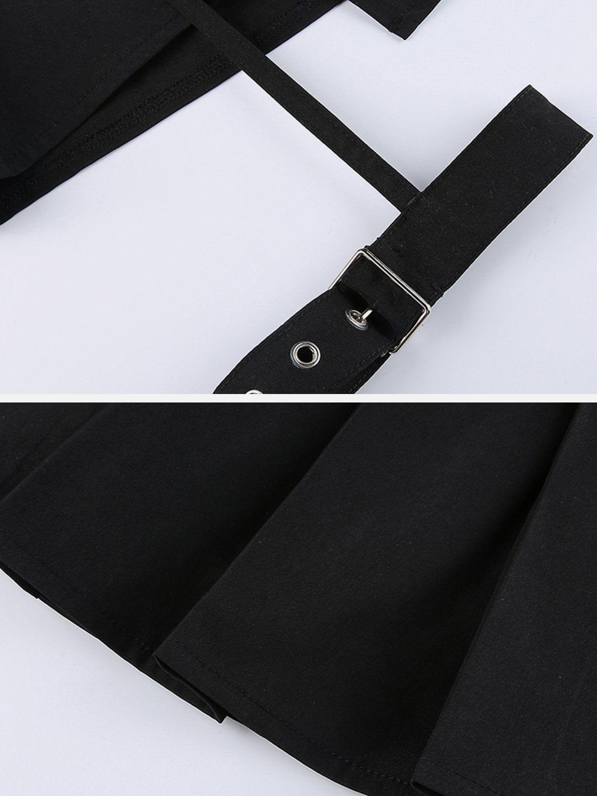 Leg Ring Asymmetric Pleated Skirt