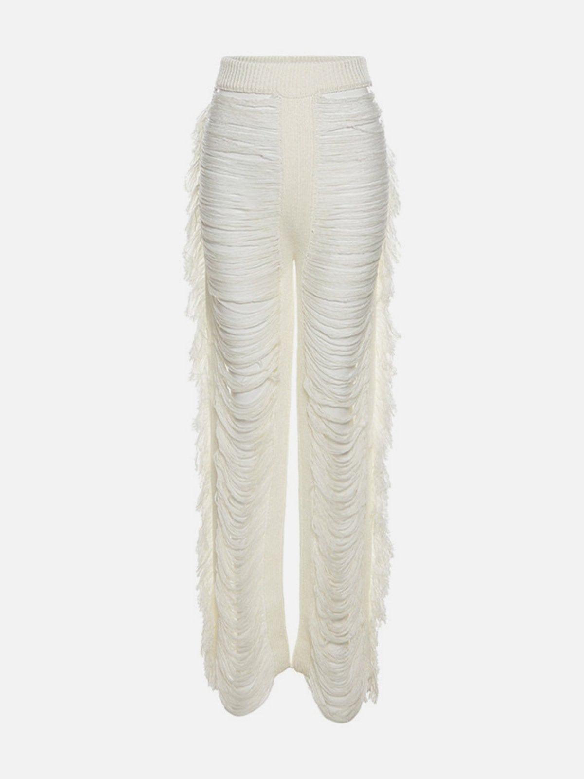 Hollow Hole Tassel Pants