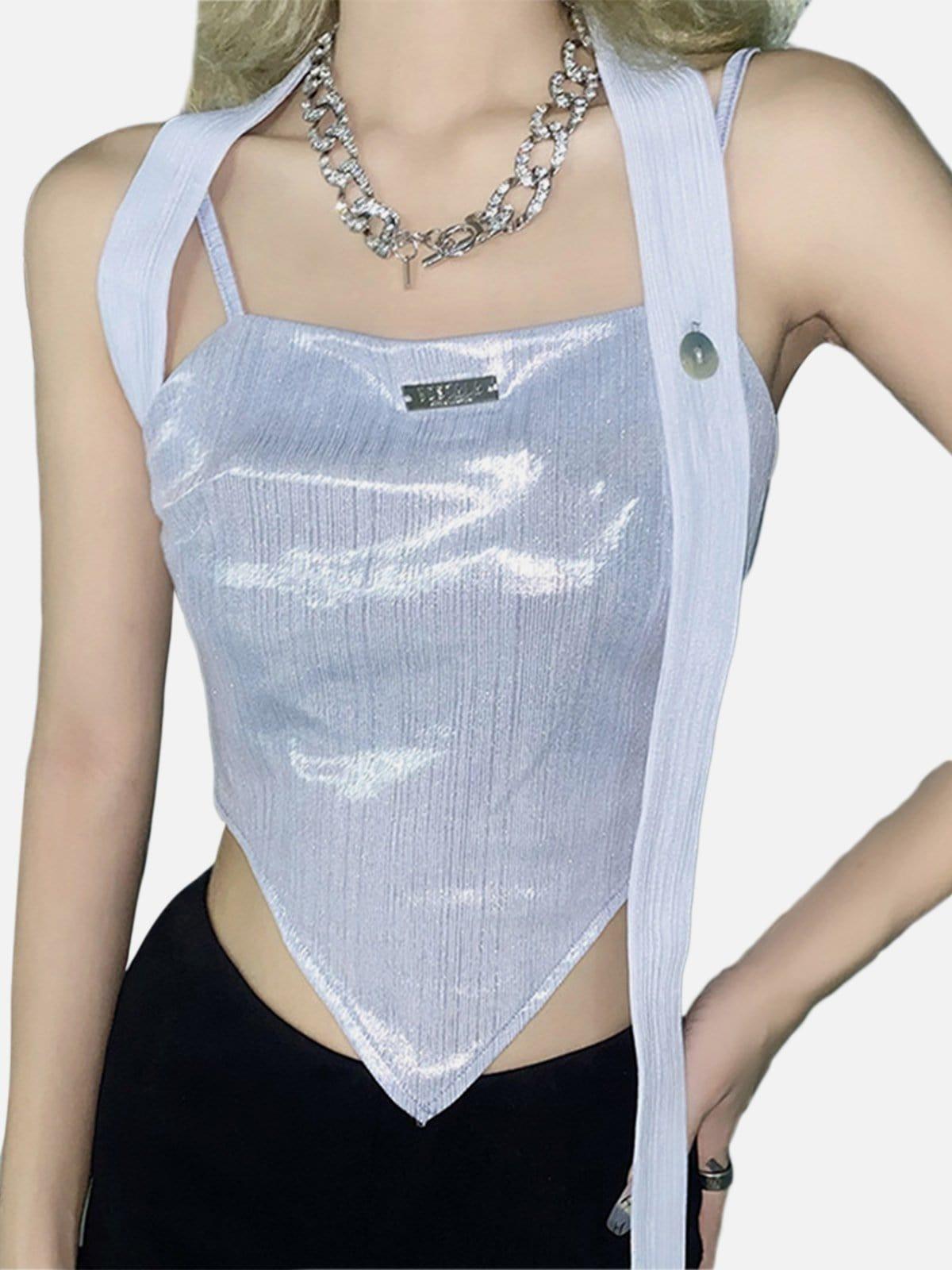 Solid Color Ribbon Suspenders Sexy Vest