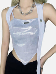 Solid Color Ribbon Suspenders Sexy Vest