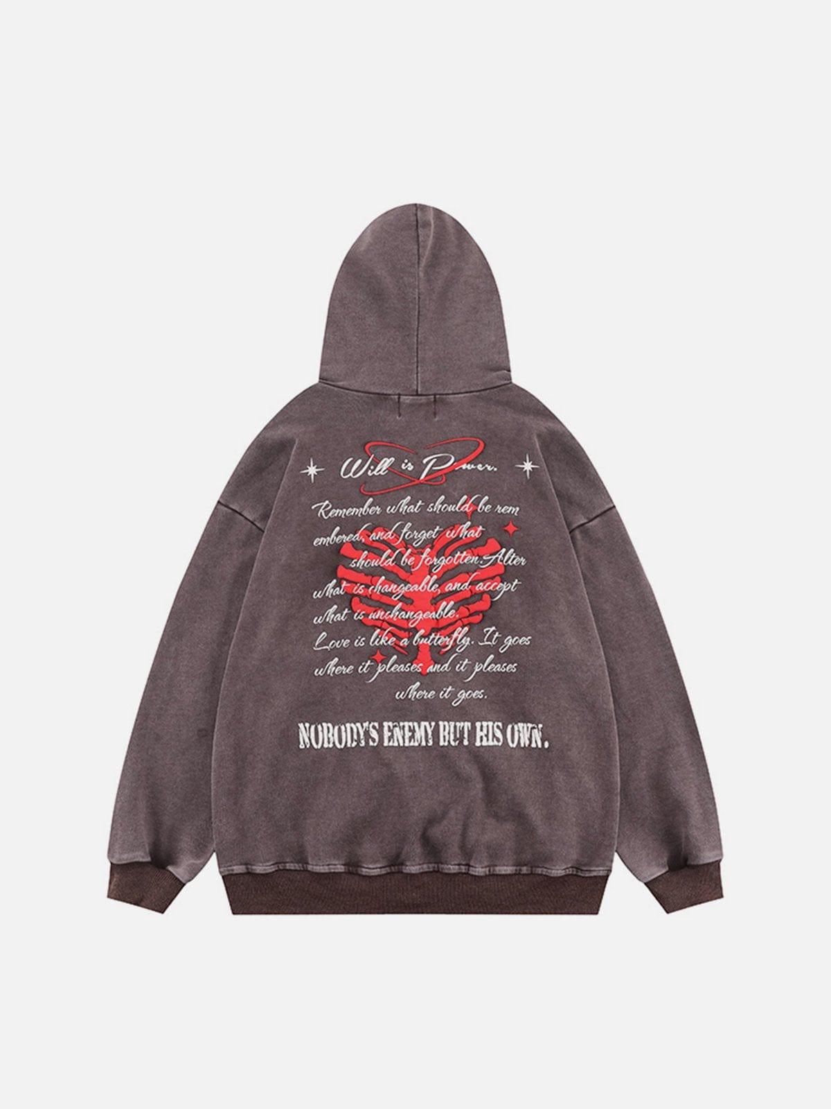 Skeleton Letters Washed Hoodies