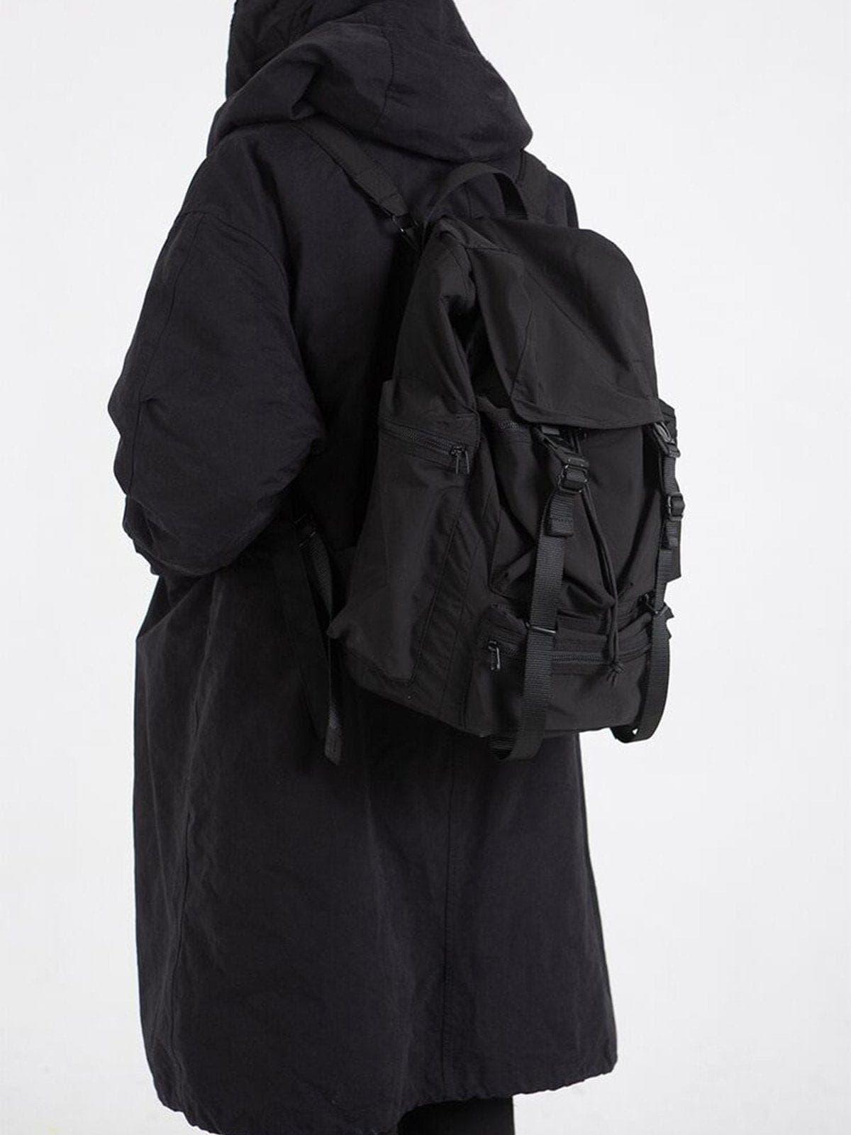 Function Drawstring Multi Pockets Nylon Backpack