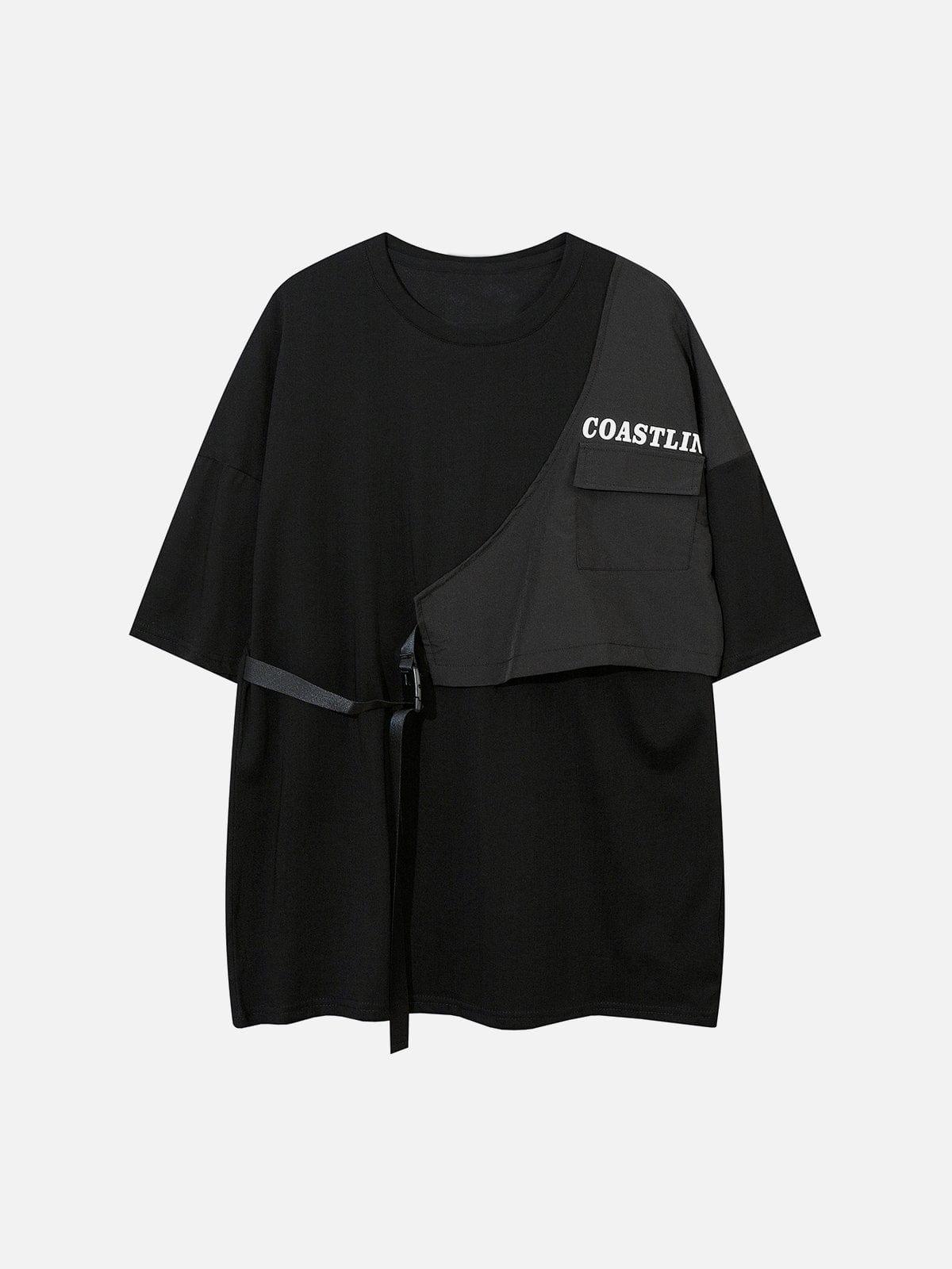 Fake Two Vest Patchwork Tee