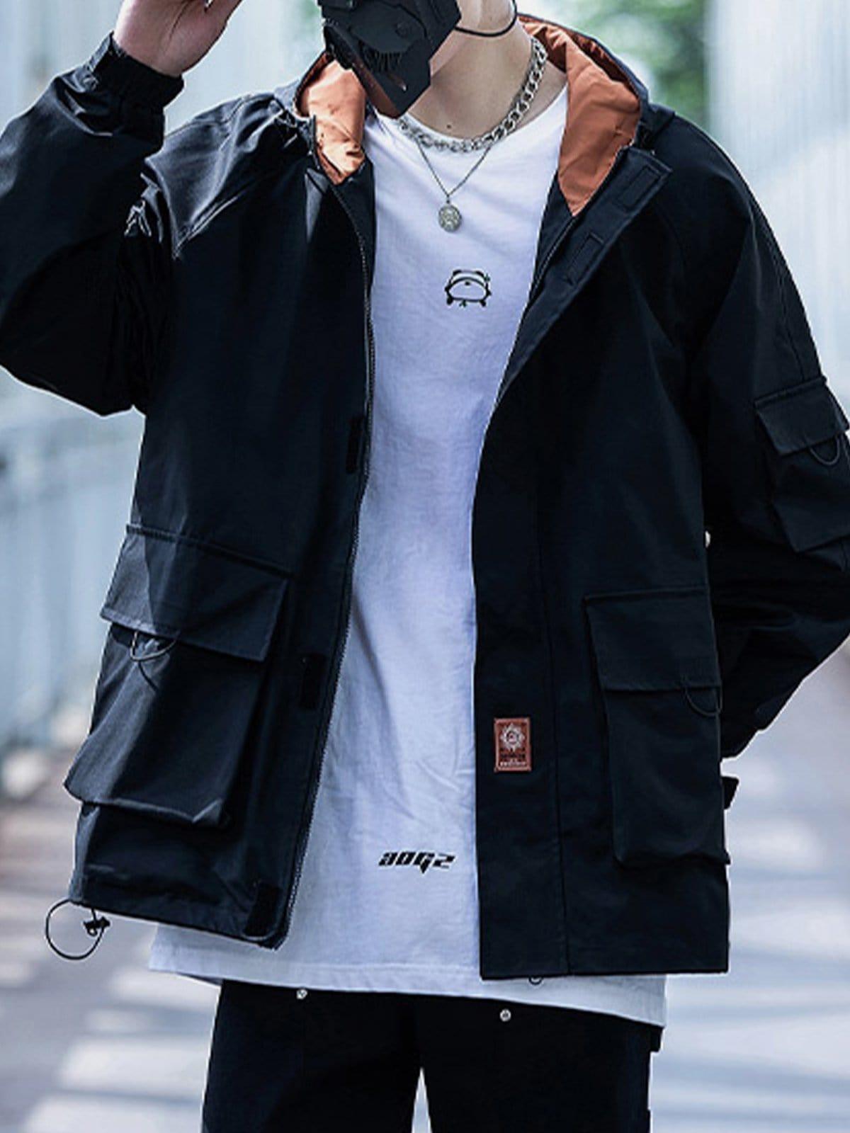 Solid Color Big Pocket Cargo Jacket