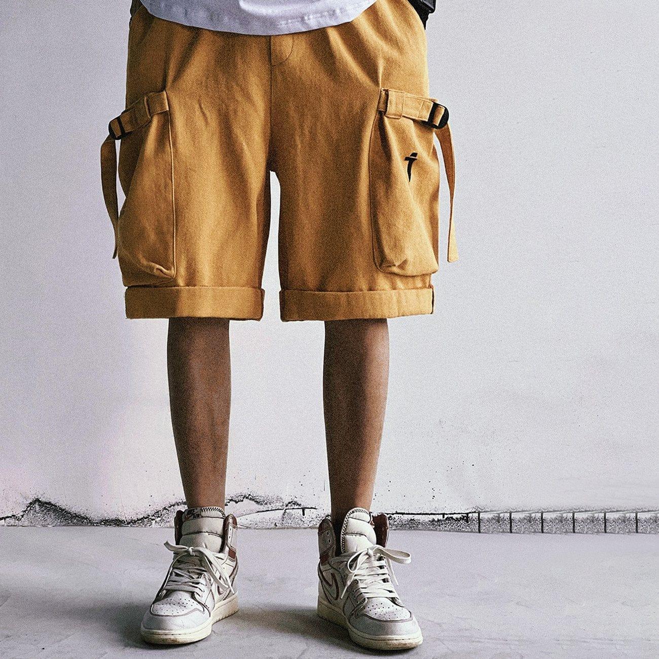 Drawstring Pocket Embroidery Shorts