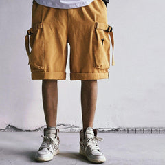 Drawstring Pocket Embroidery Shorts