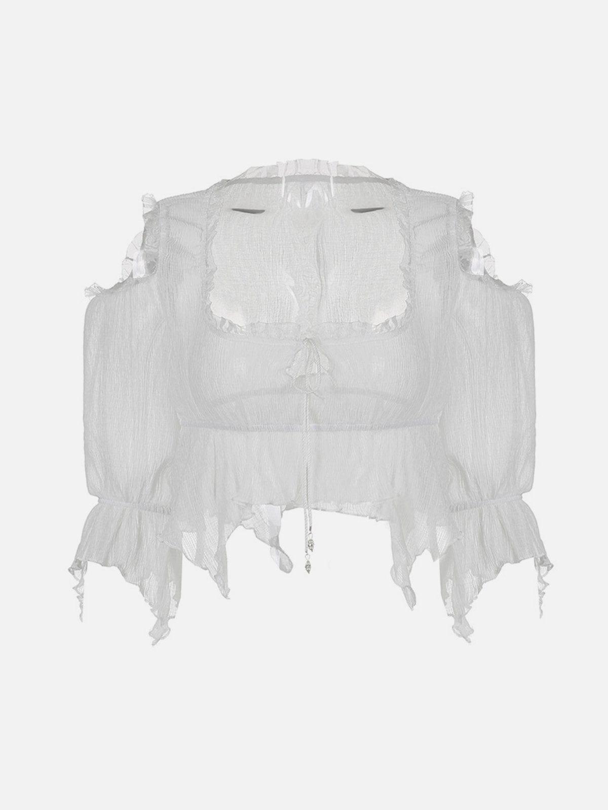 Irregular Splicing Tie Long Sleeve T Shirt