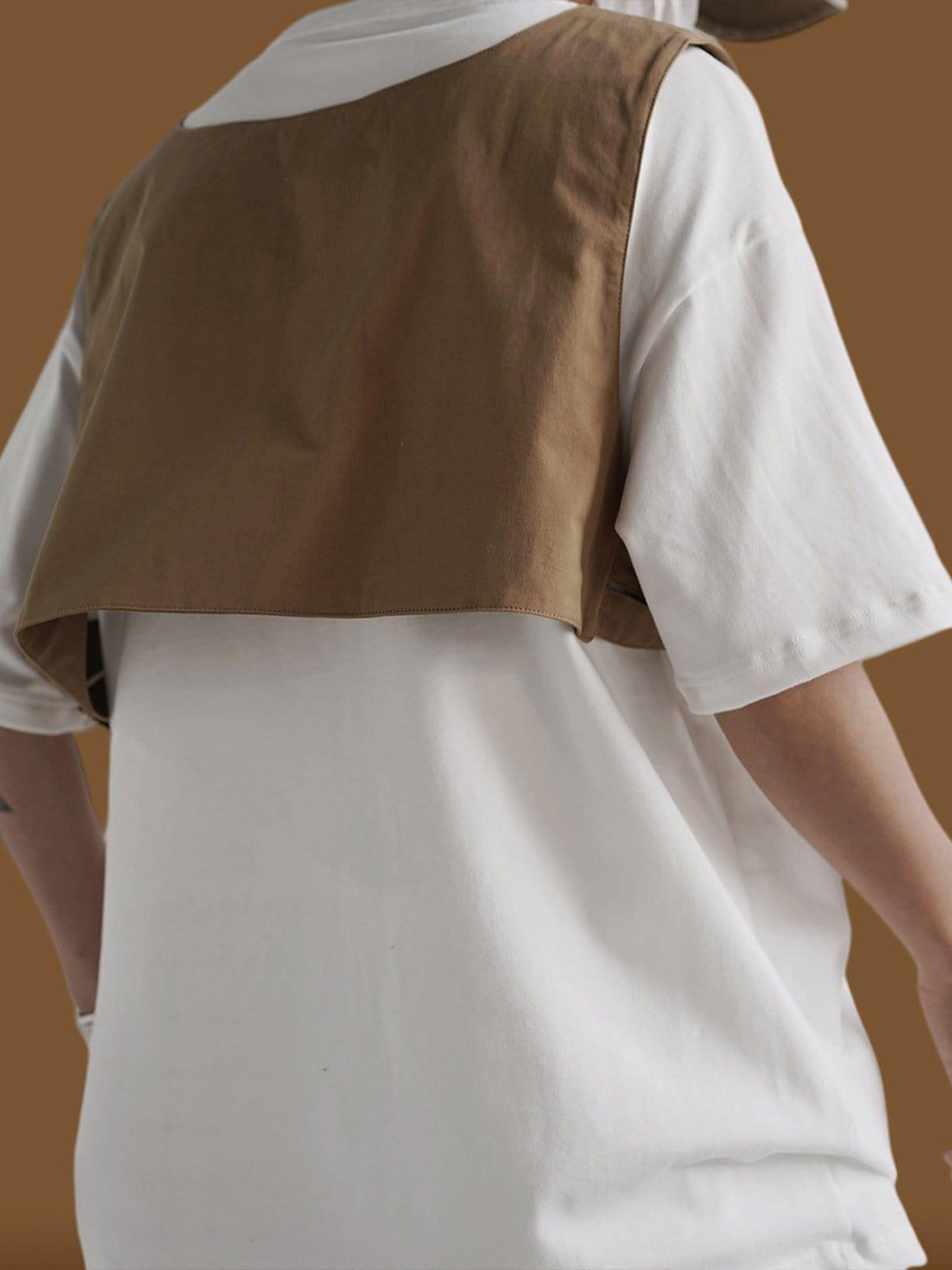 Detachable Vest Embroidery Tee