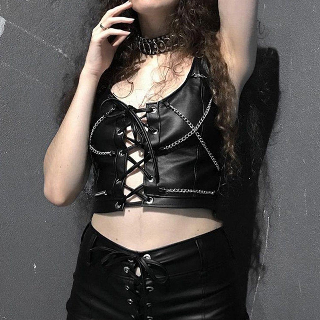 Gothic Chain Straps Hollowout Vest