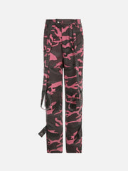Ribbon Multi Pockets Camouflage Jeans