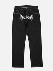 Bat Face Print Jeans