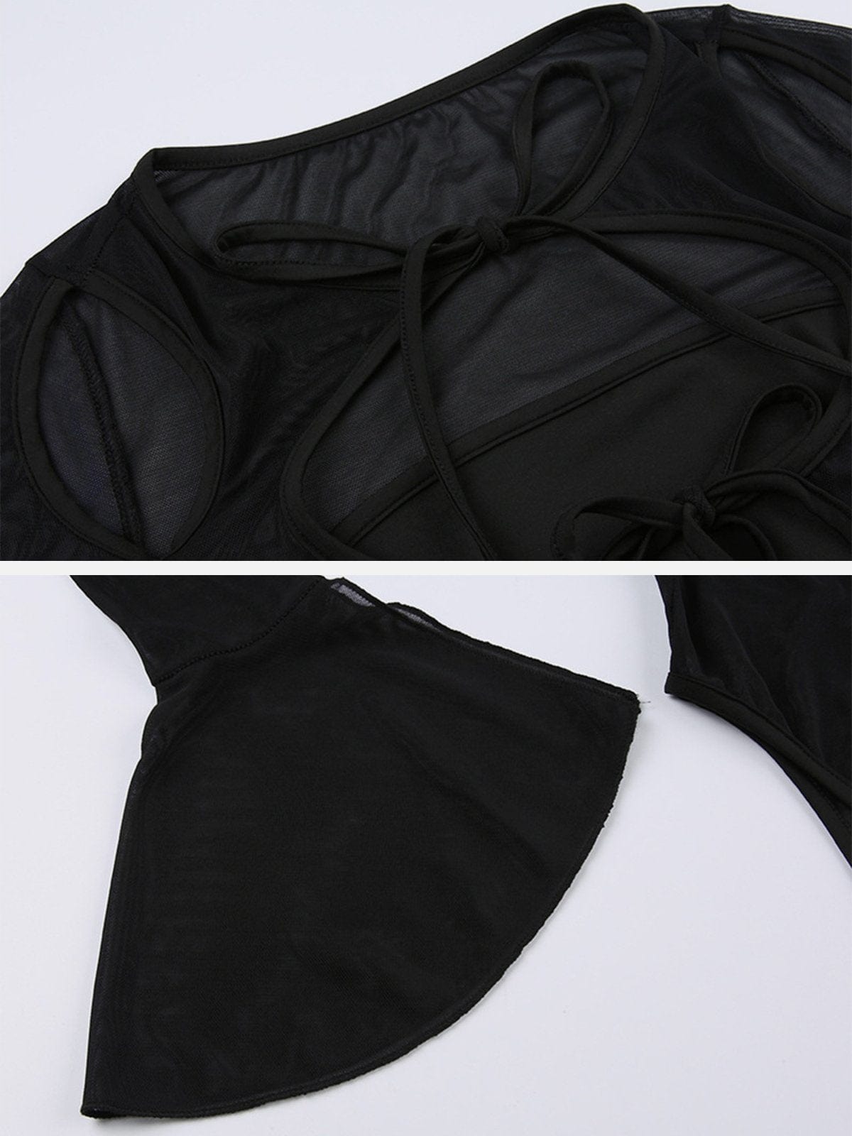 Horn Sleeve Mesh Bodysuit