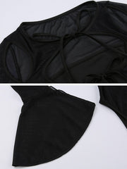 Horn Sleeve Mesh Bodysuit