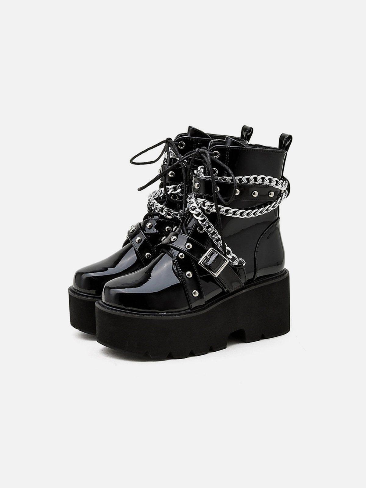 Water Proof Belt Buckle Chain Martin Boots