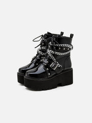 Water Proof Belt Buckle Chain Martin Boots