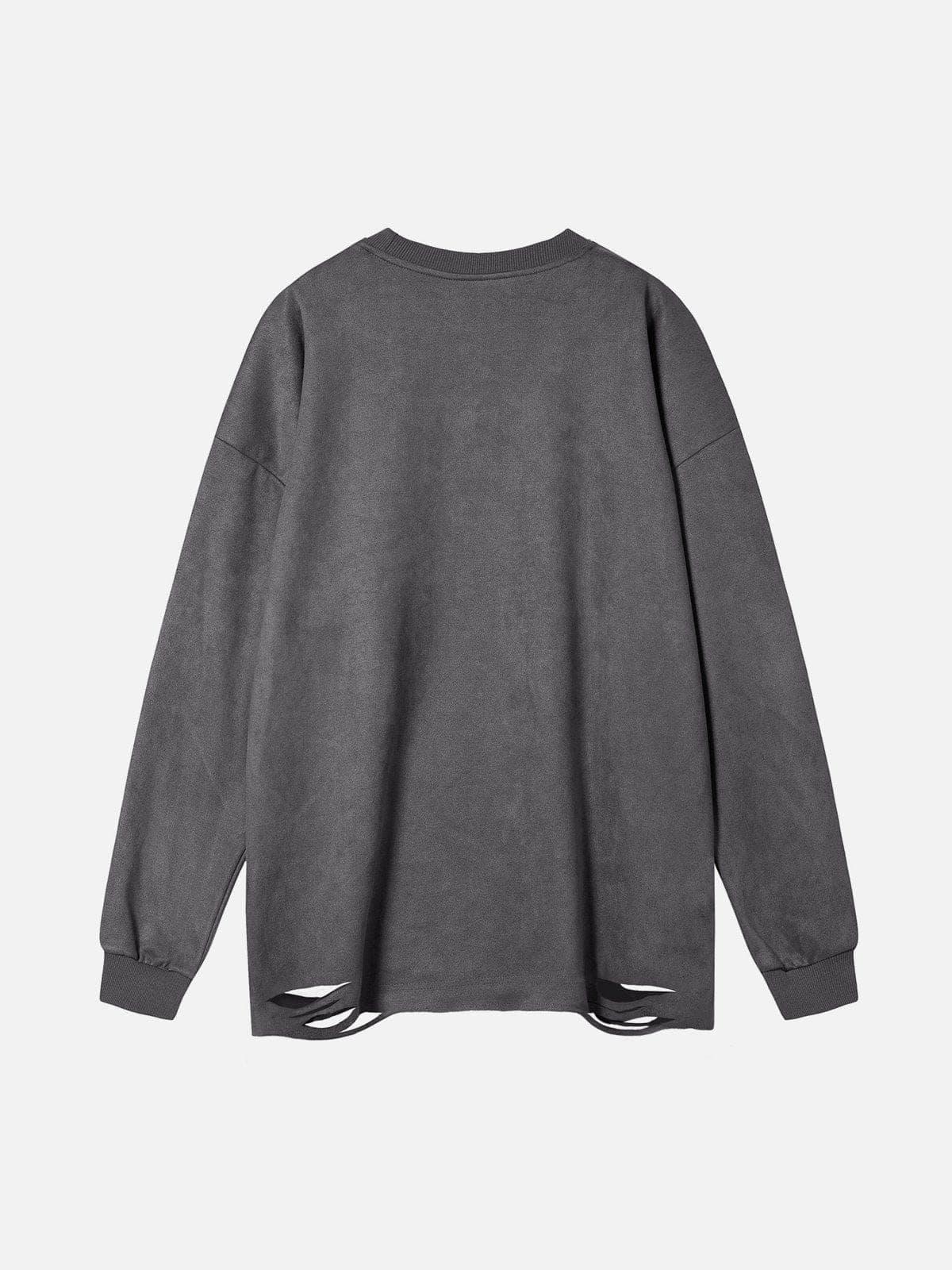 Fuzzy Letters Cut Sweatshirt