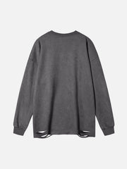 Fuzzy Letters Cut Sweatshirt