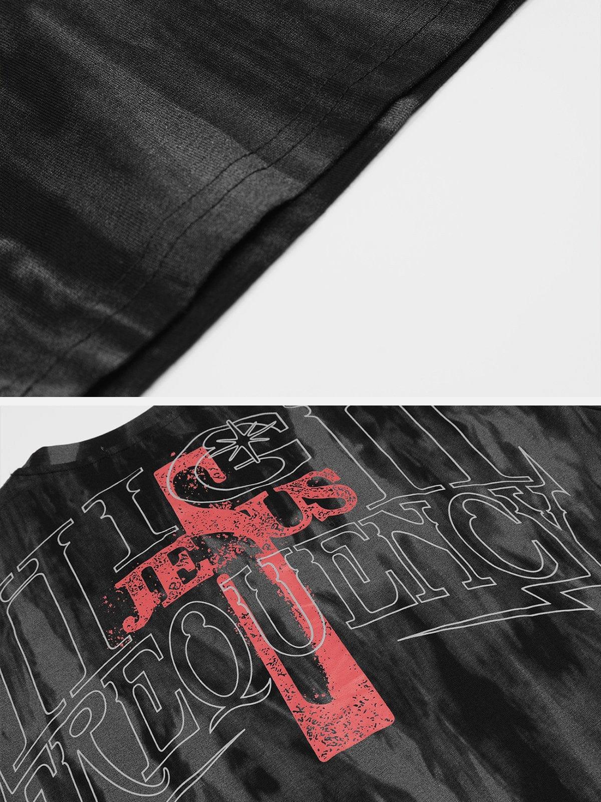 Washed Tie Dye Cross Letters Graphic Tee