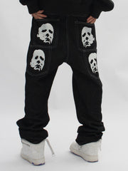 Bat Face Print Jeans