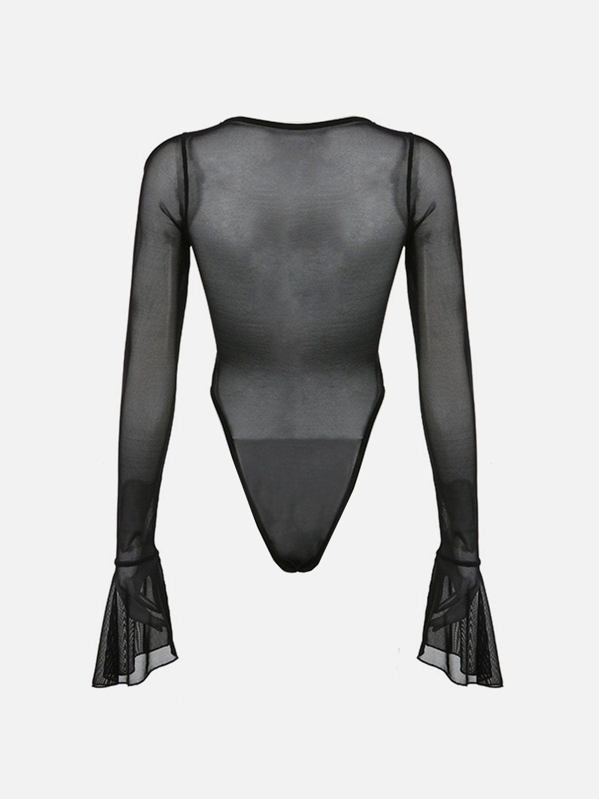 Horn Sleeve Mesh Bodysuit