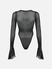 Horn Sleeve Mesh Bodysuit