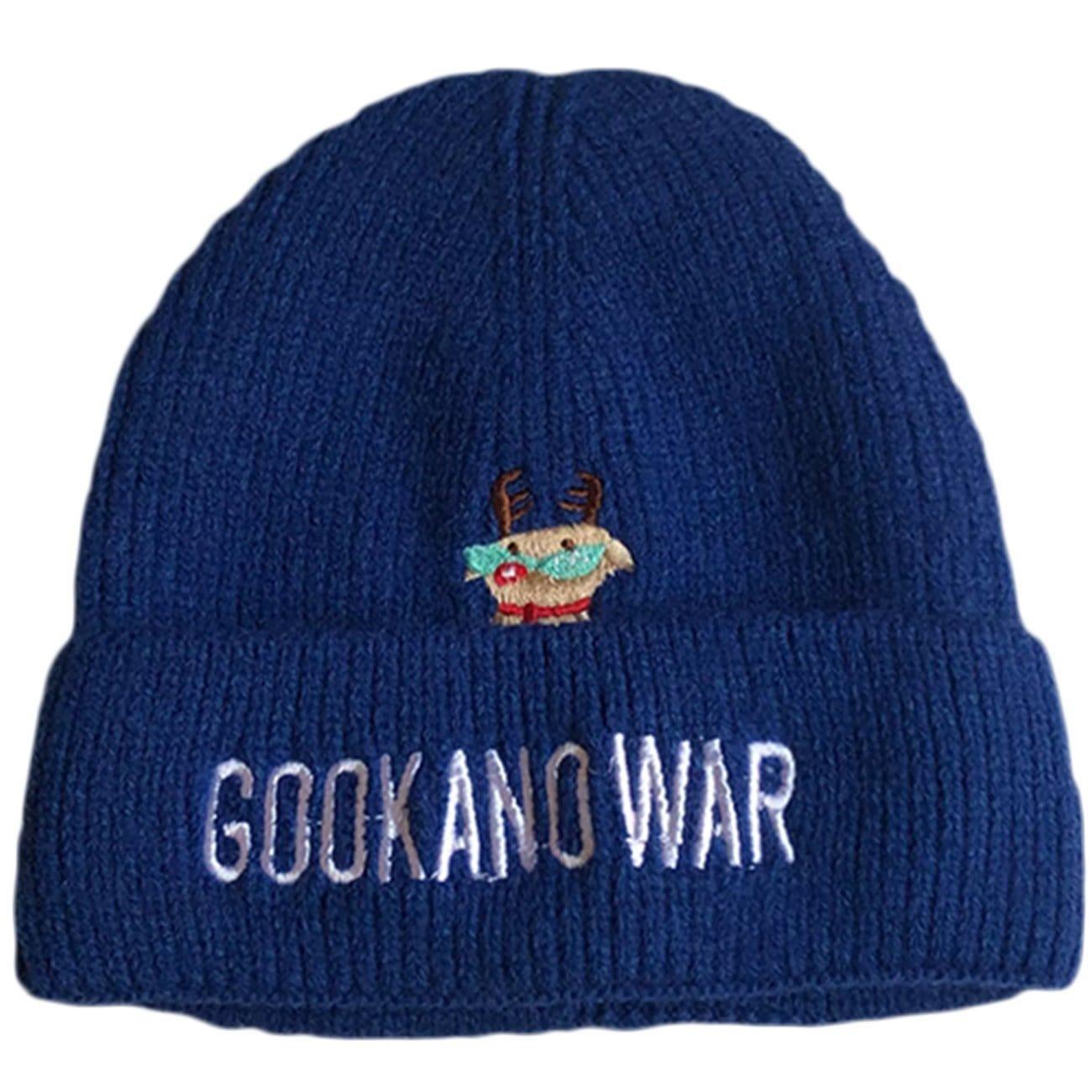 Cute Elk Embroidery Knit Cap