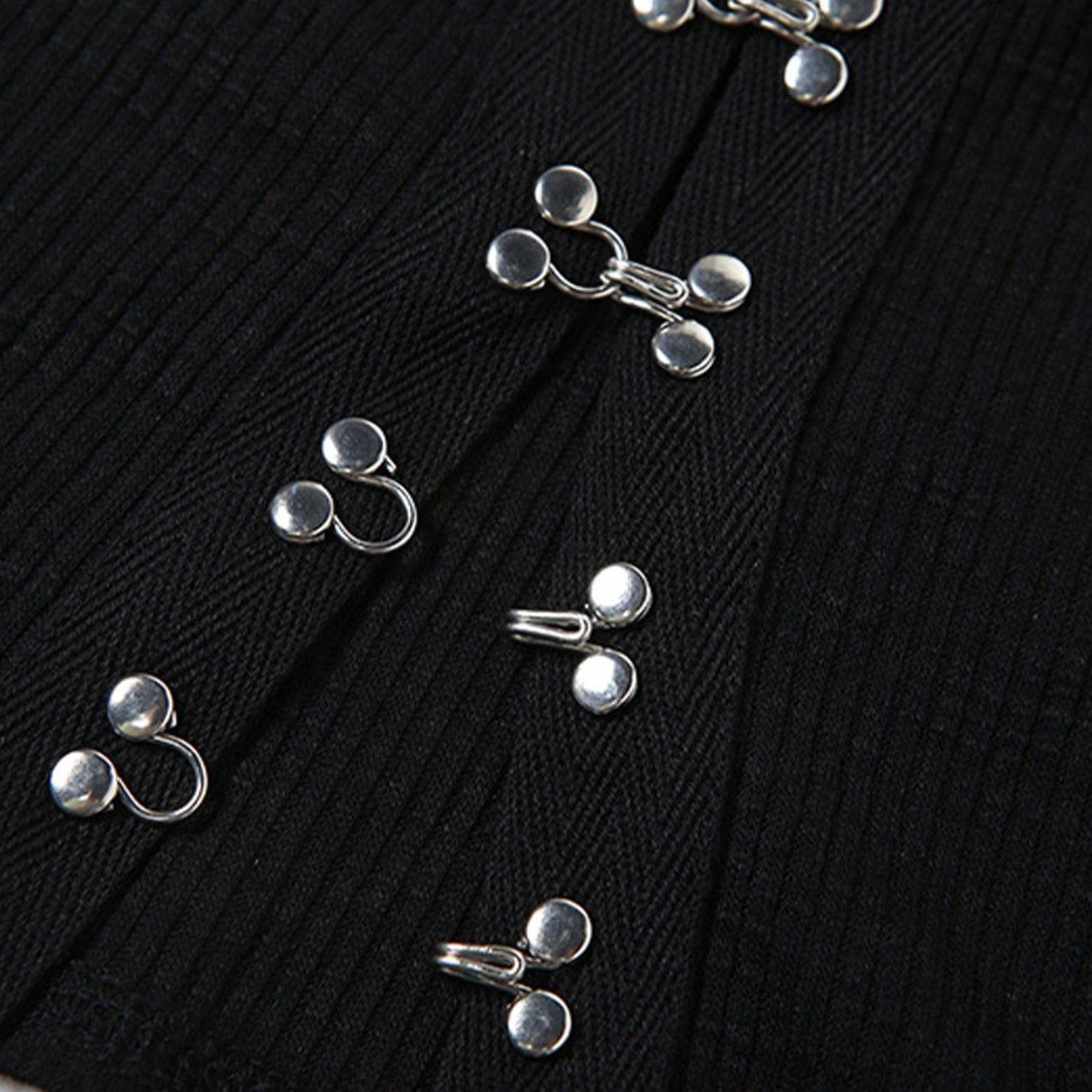 Punk Navel Metal Button Short Sleeve T Shirt
