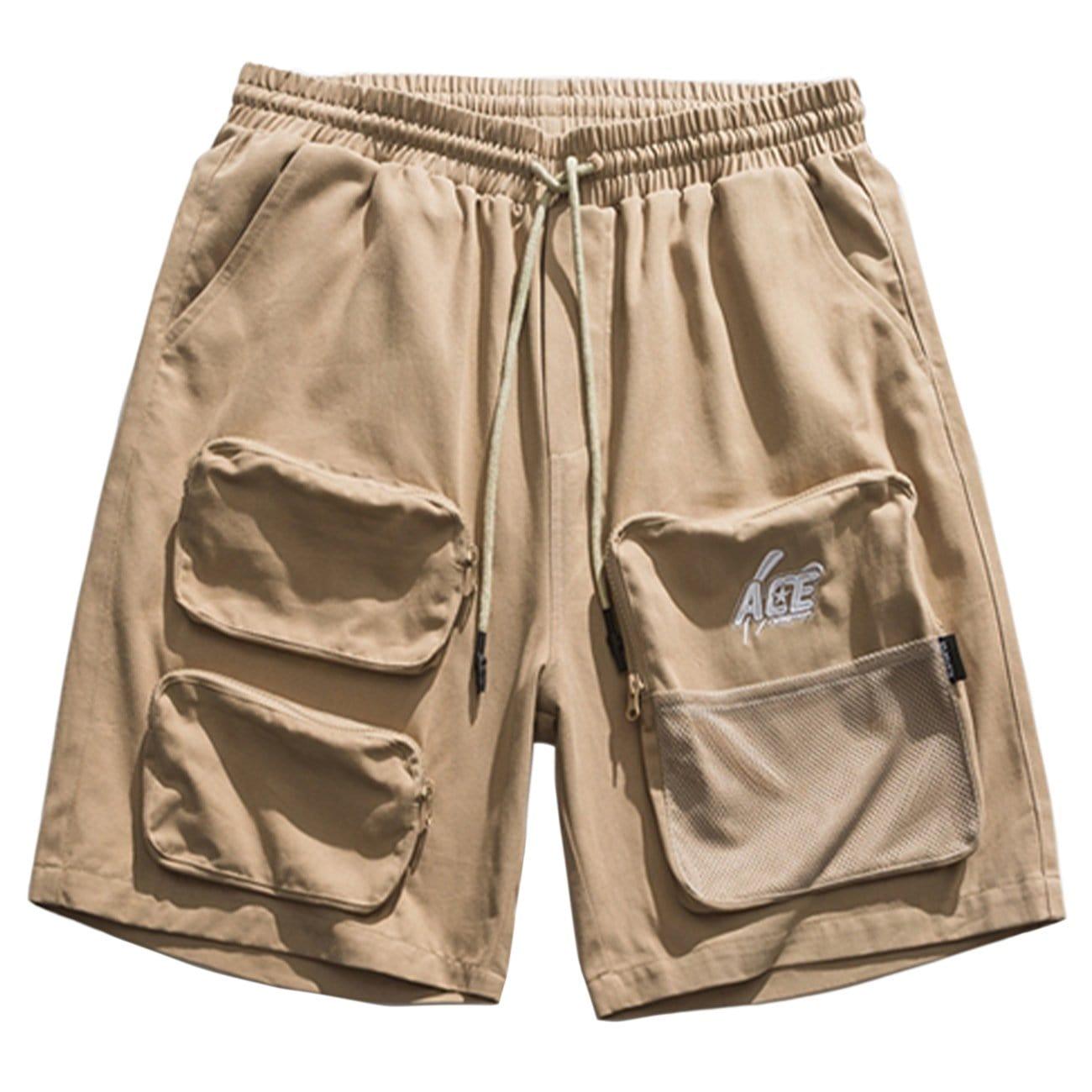 Multi Pockets Letters Drawstring Shorts