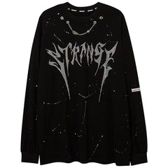 Splash Ink Necklace Letters Print Sweatshirt