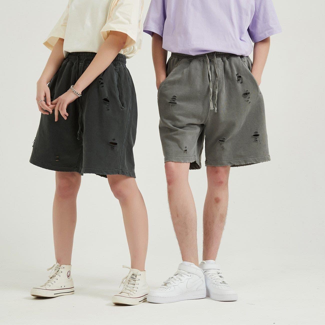 Ripped Hole Washed Shorts