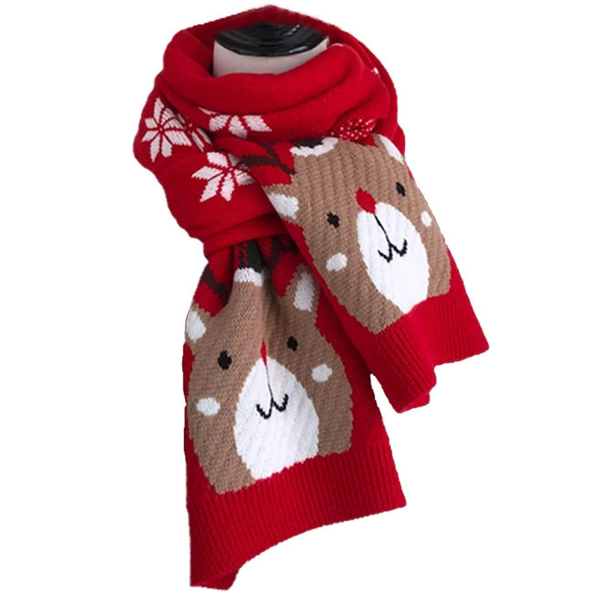 Fawn Snowflake Christmas Knit Scarf