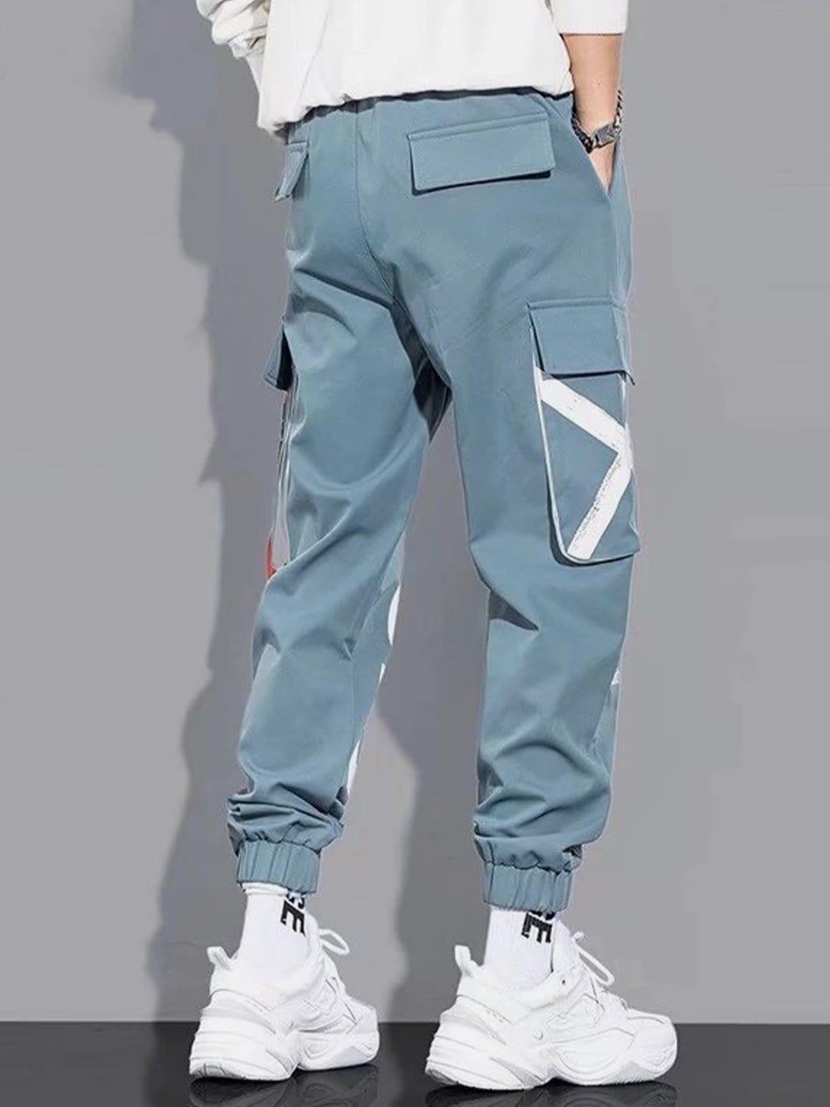 Function Ribbons Print Cargo Pants
