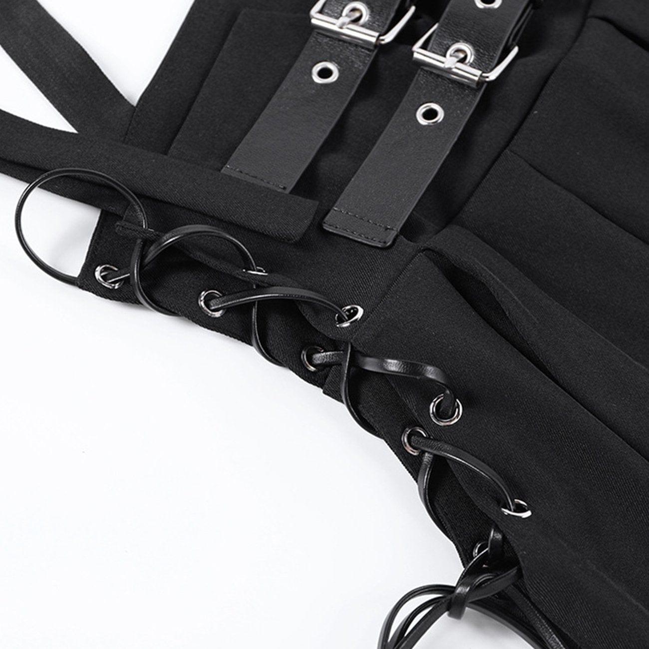 Punk Strap Pleated Skirt