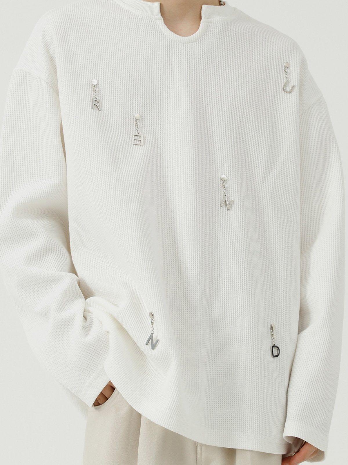 Solid Color Chain Design Sweatshirt
