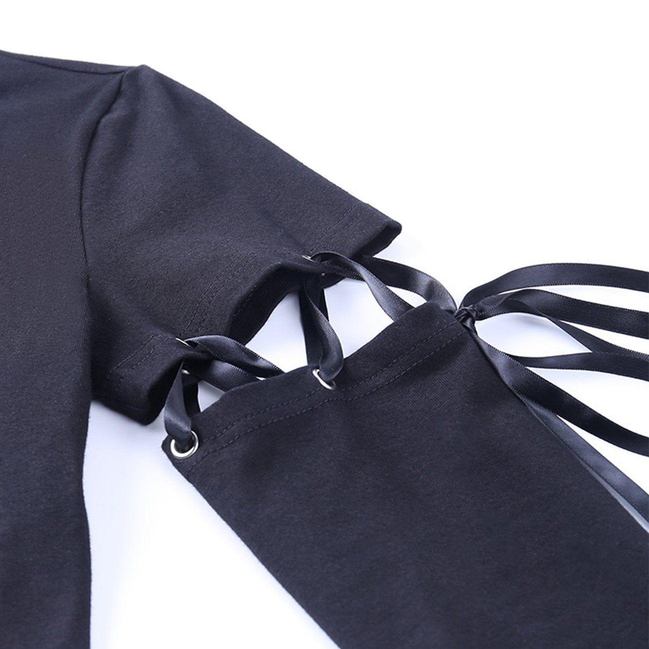 High Waist Print Detachable Long Sleeve T Shirt