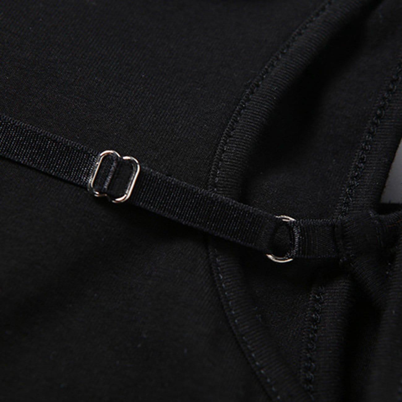 Straps Hollowout Two Piece Long Sleeve Shirt
