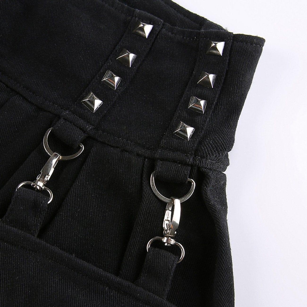 Dark Irregular Detachable Rivets Pants