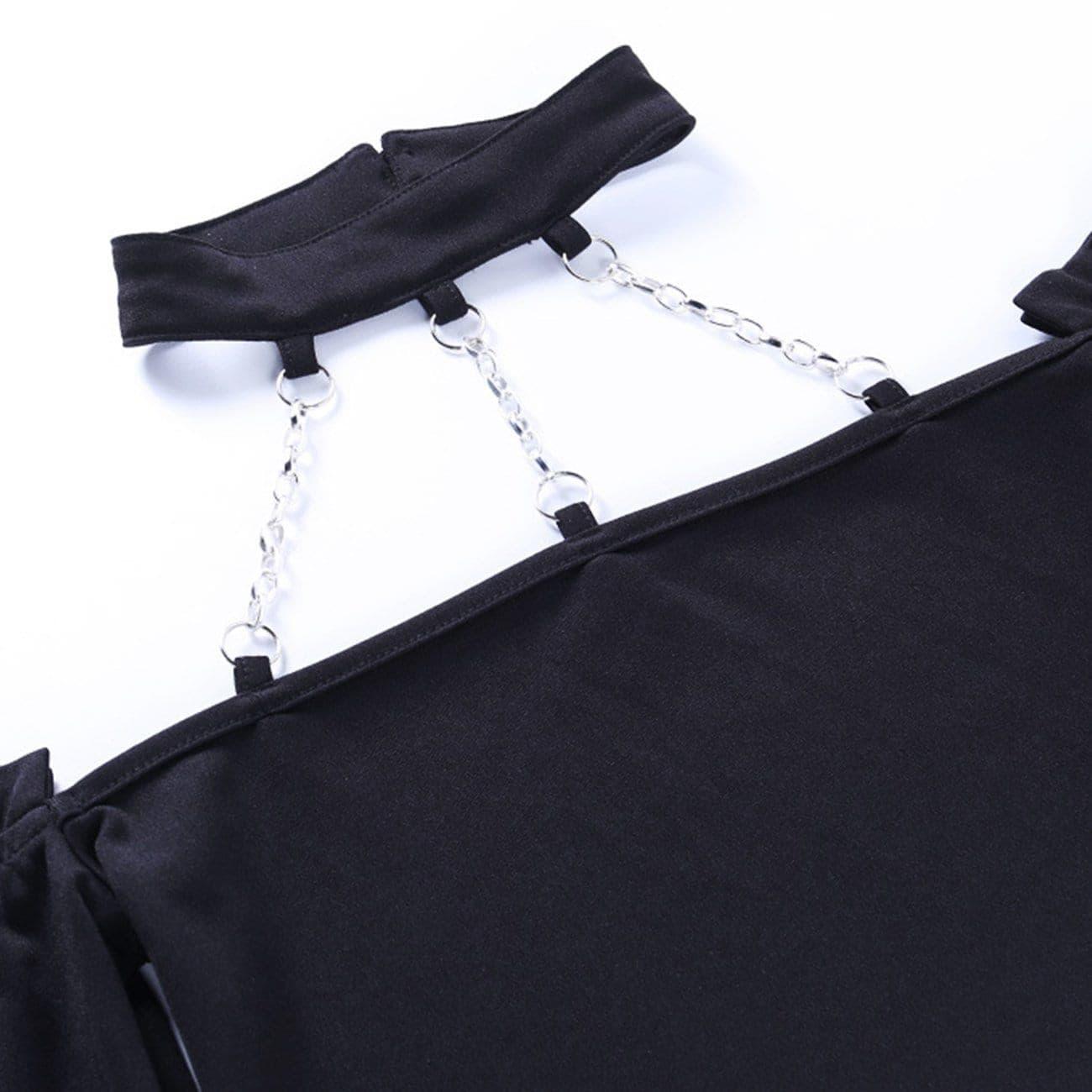 Sexy One-shoulder Fashion Chain Halterneck Short Top