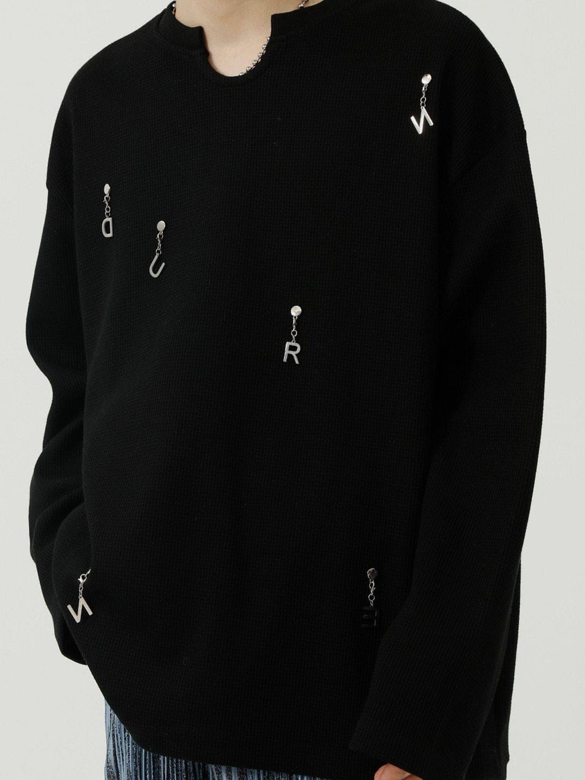 Solid Color Chain Design Sweatshirt