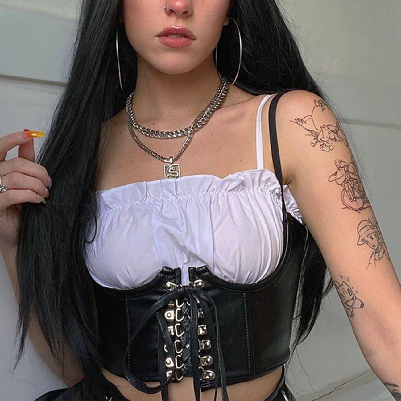 Personalized Punk PU Bandage Sling Vest