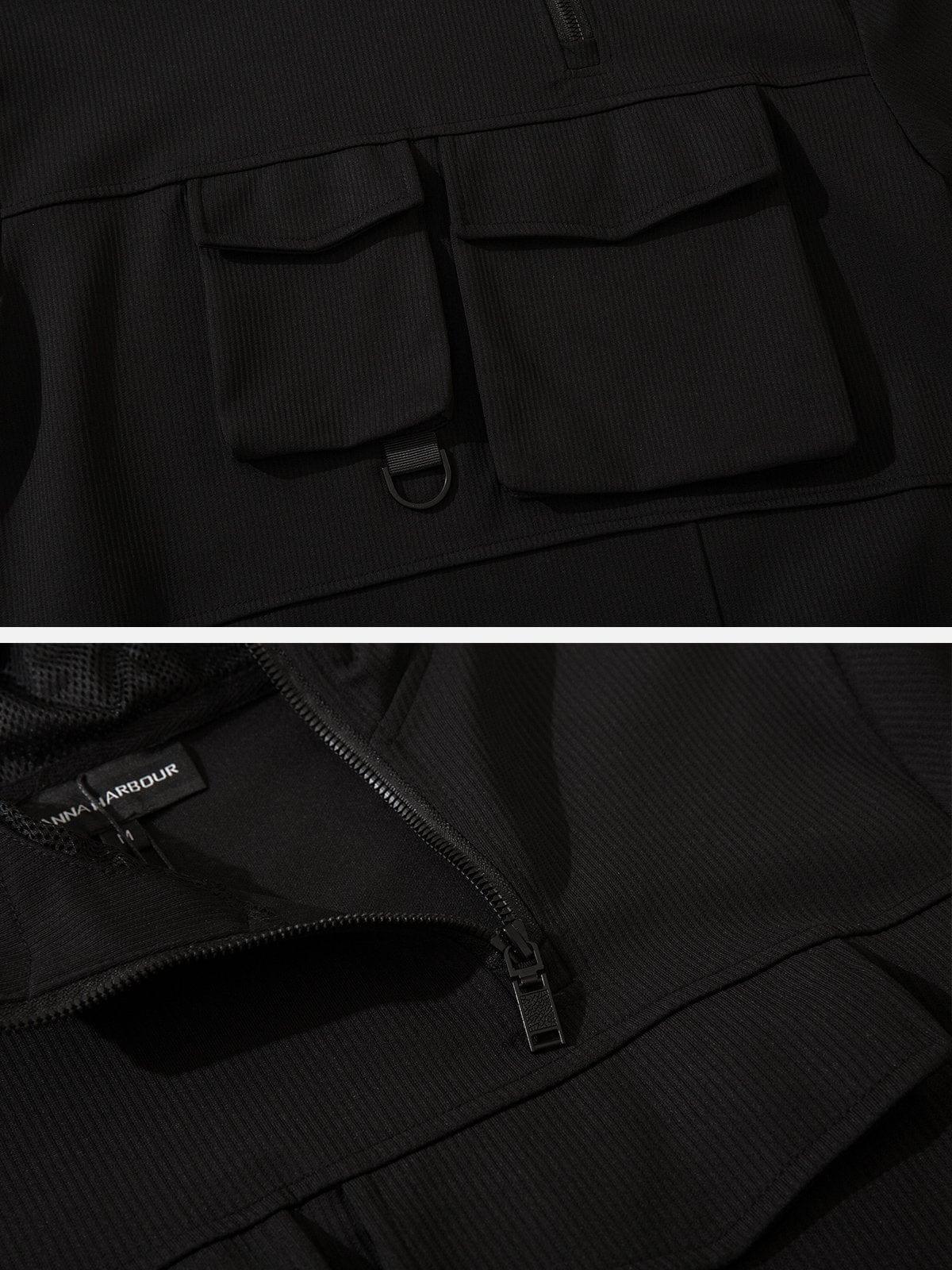 Irregular Zipper Big Pocket Jacket