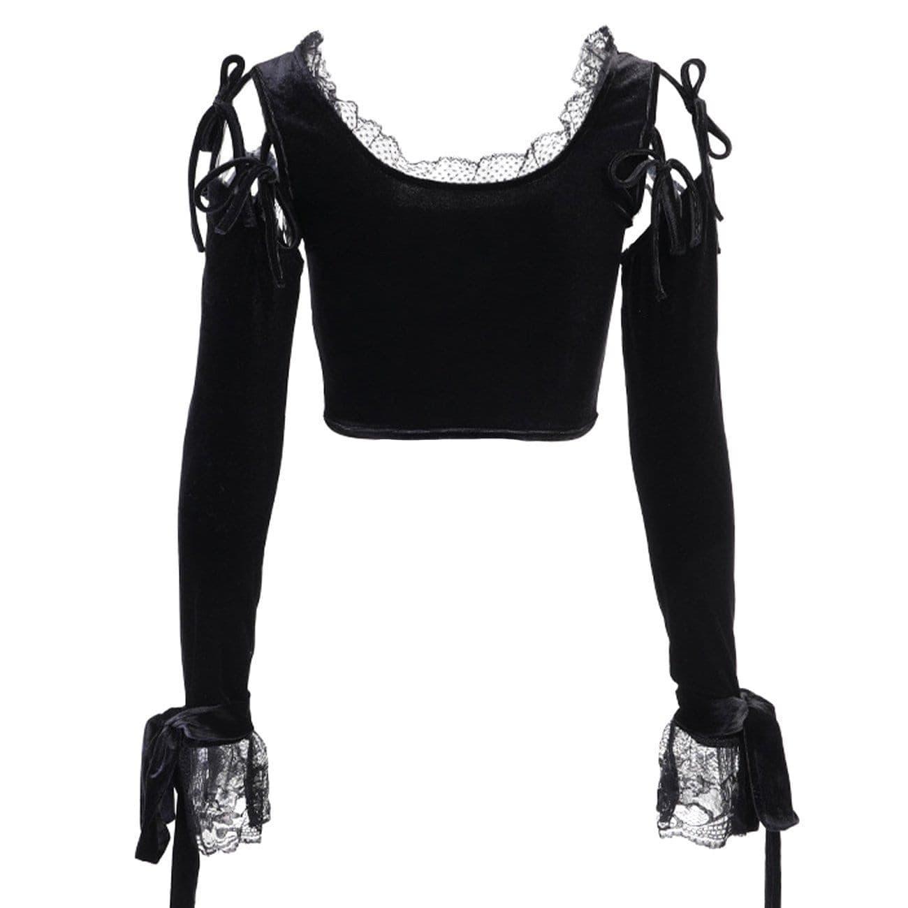 Dark Design Lace Vest Flared Sleeve Long Sleeve T-shirt