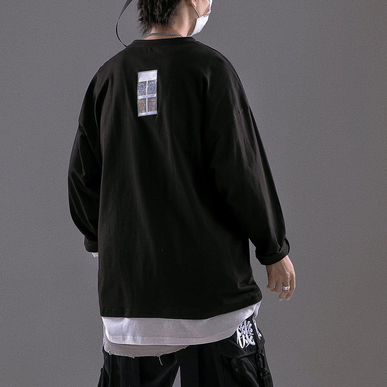 Basic Embroidery Fake Two Sweatshirt