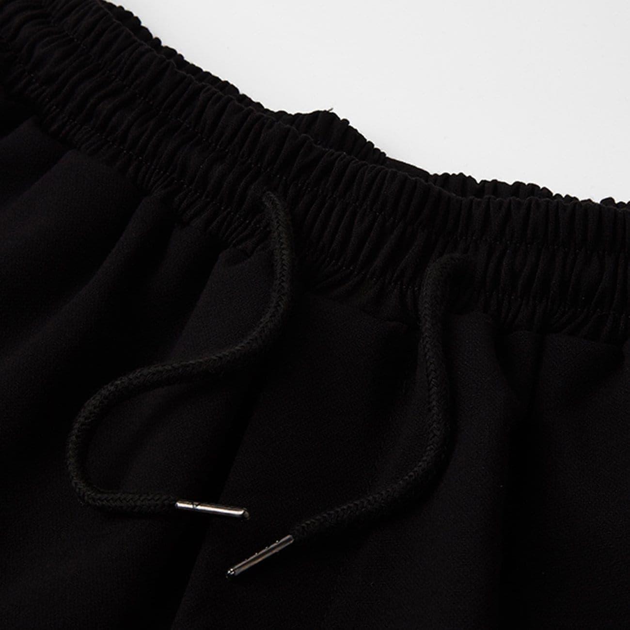 Dark Patchwork Fake Two Oversized Ankle-length Pants