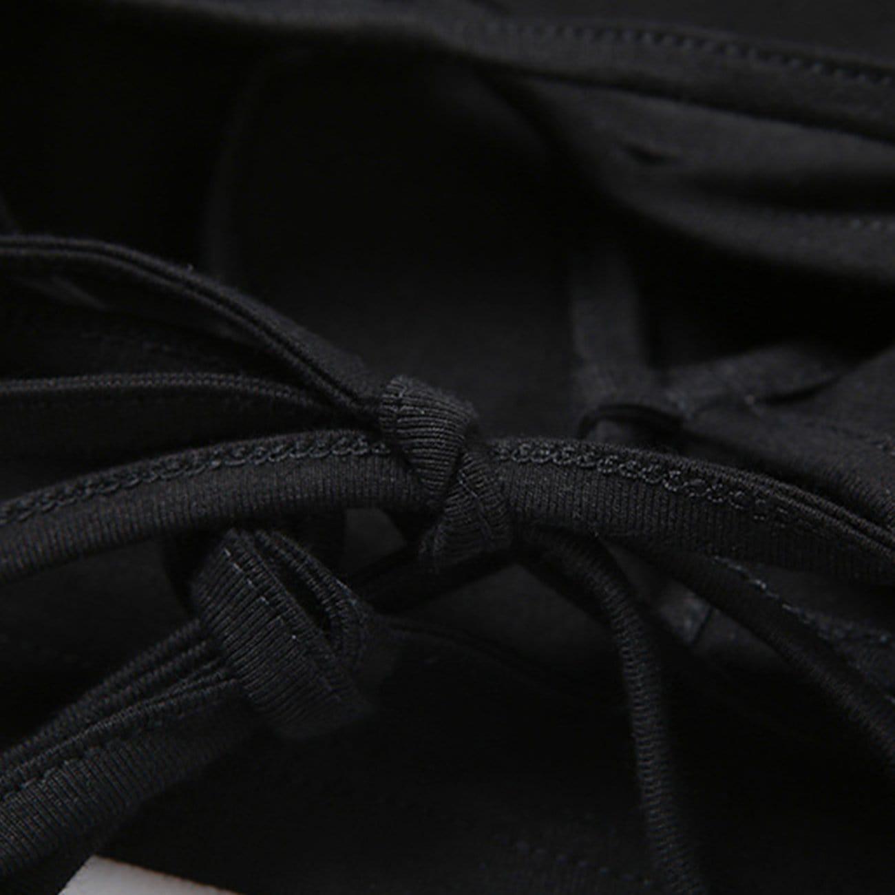 Straps Hollowout Two Piece Long Sleeve Shirt