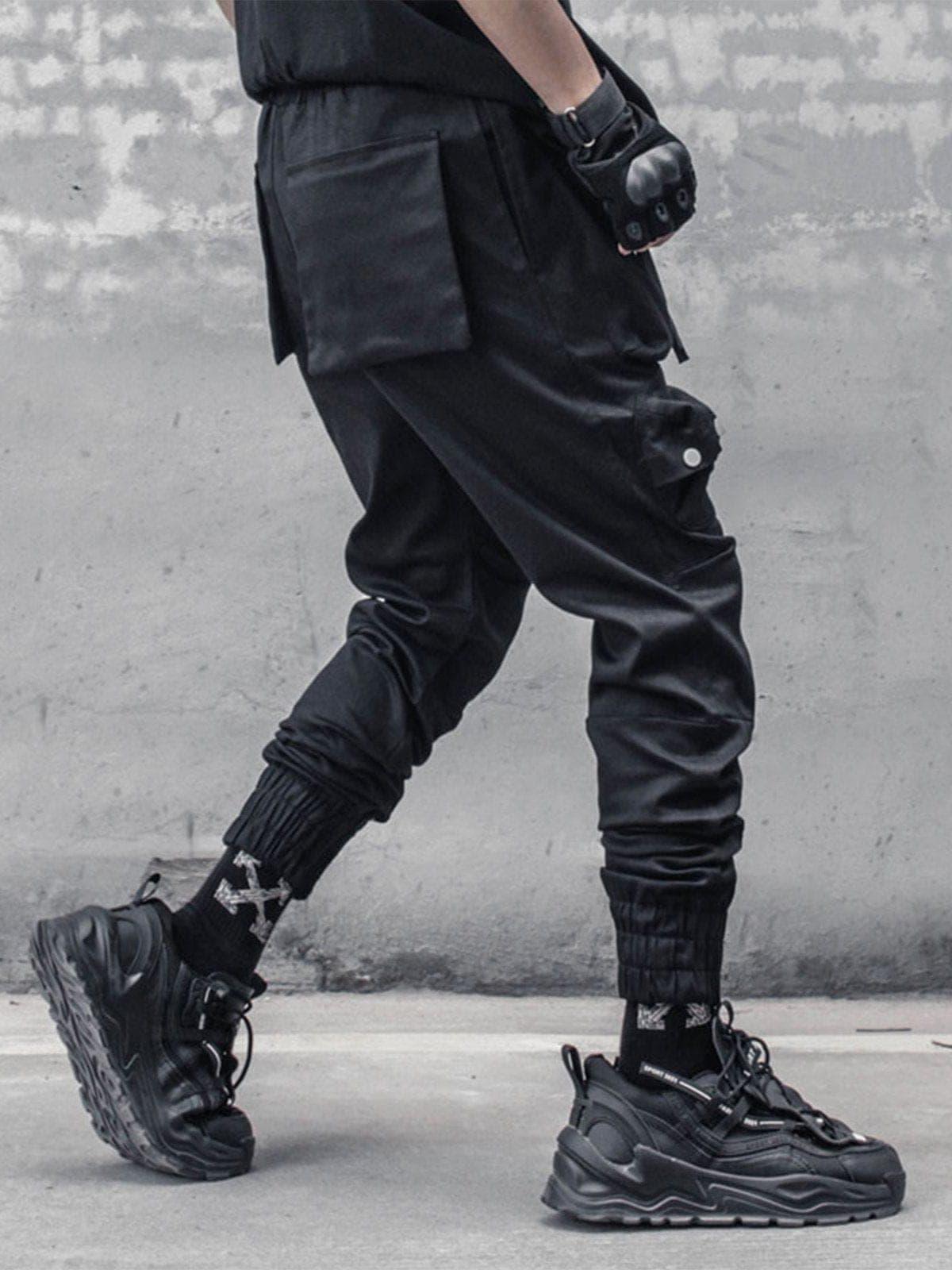 Zip Up Pockets Foot Mouth Cargo Pants