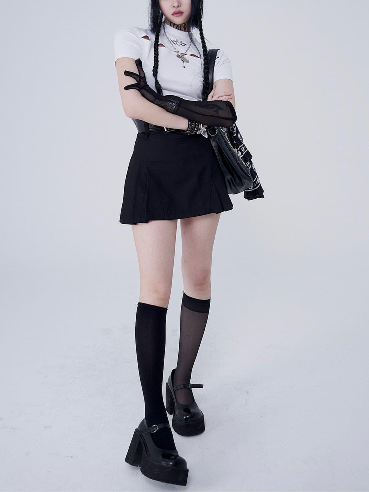 Irregular Hollow Short Sleeve Shirts