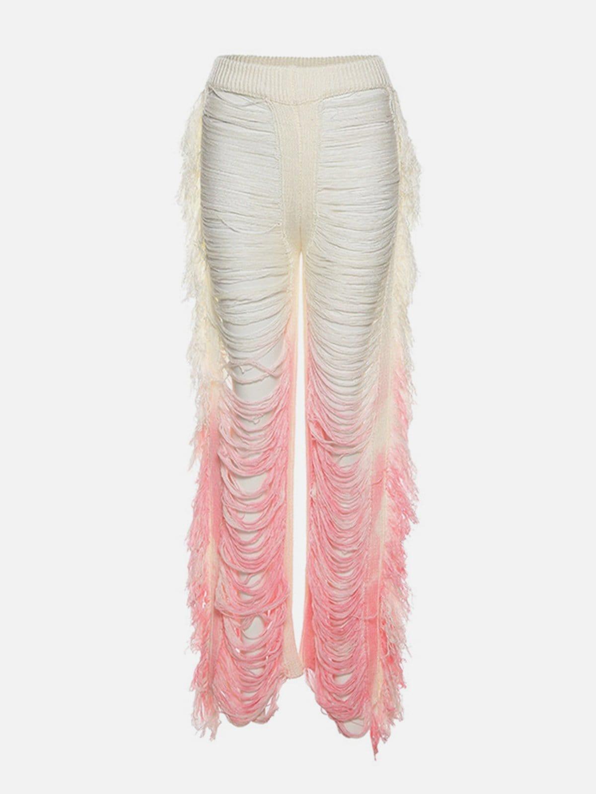 Hollow Hole Tassel Pants